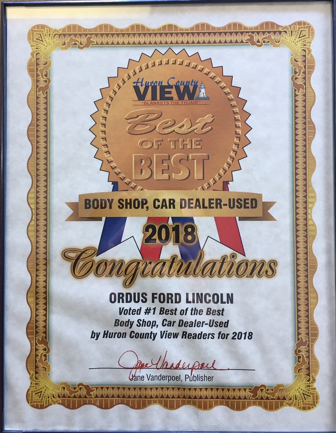 Collision center exterior Joe Ricci's Ordus Ford, LLC in Bad Axe MI